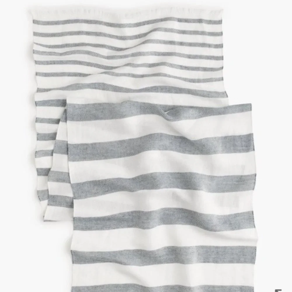 New J. Crew linen cotton stripe coastal beachy nautical wrap scarf shawl